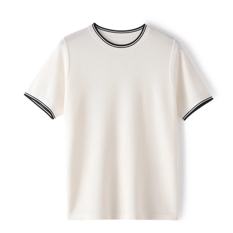 MULBERRY SILK CONTRAST KNIT TEE