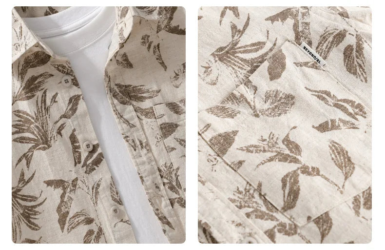 PRINTED LINEN COTTON SUMMER SHIRT