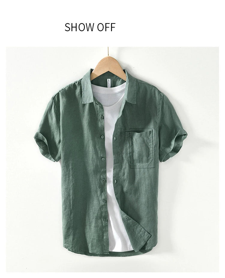 PURE LINEN SLIM CARGO SHIRT