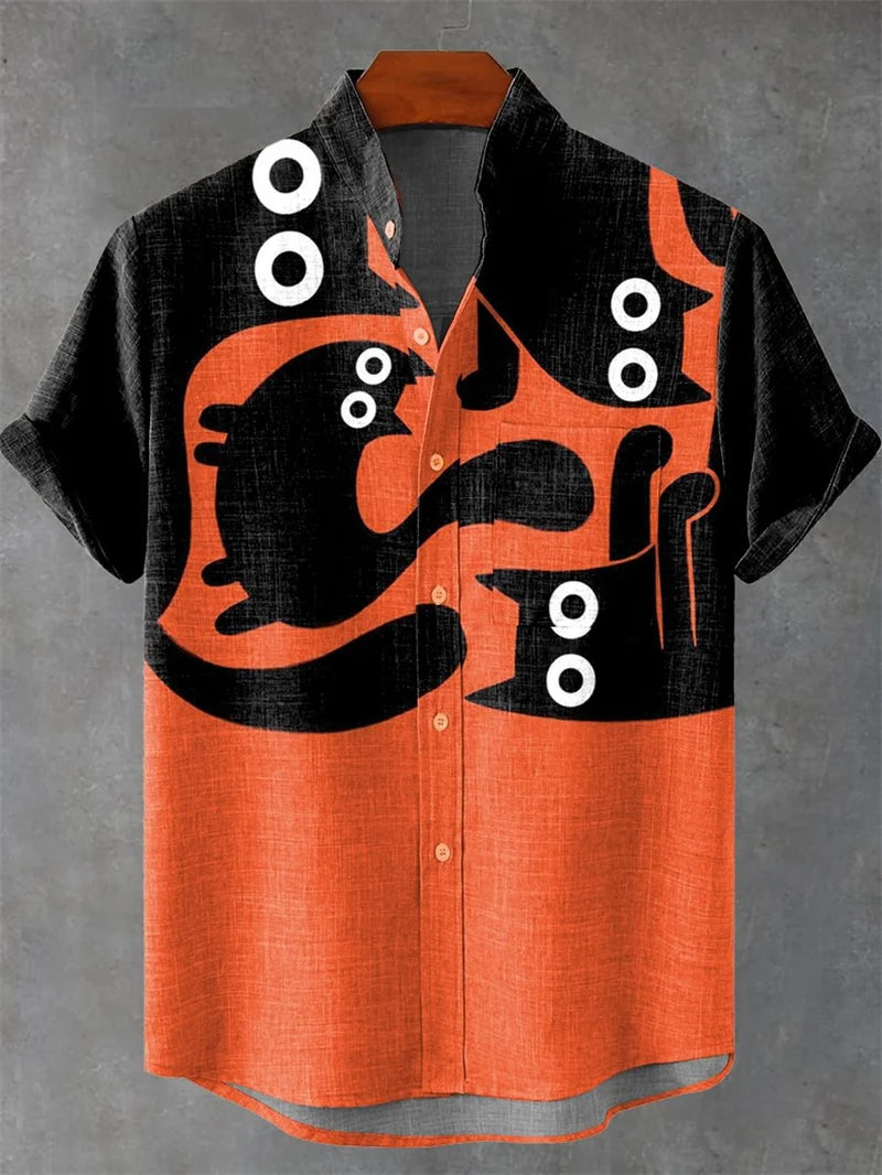 MARINE PRINT HAWAIIAN CASUAL SHIRT