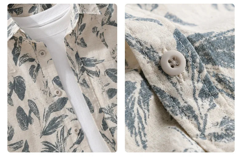 PRINTED LINEN COTTON SUMMER SHIRT