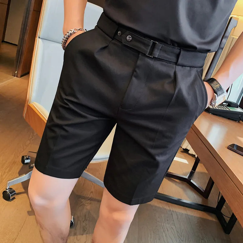 BRITISH STYLE SLIM FIT SUIT SHORTS