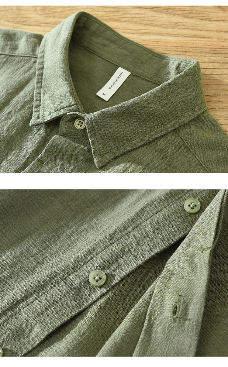 VINTAGE LINEN COTTON CASUAL SHIRT