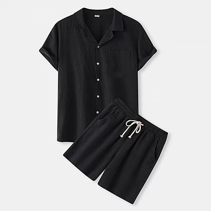 COTTON LINEN SHORT-SLEEVE SUMMER SET