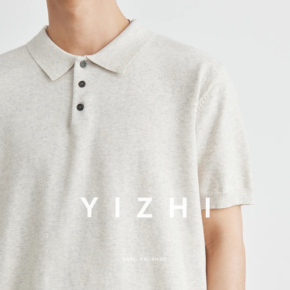 LOOSE FIT WOVEN LAPEL POLO SHIRT