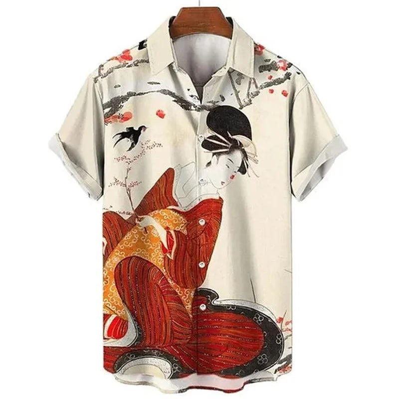 3D FLORAL HAWAIIAN SHORT-SLEEVE SHIRT