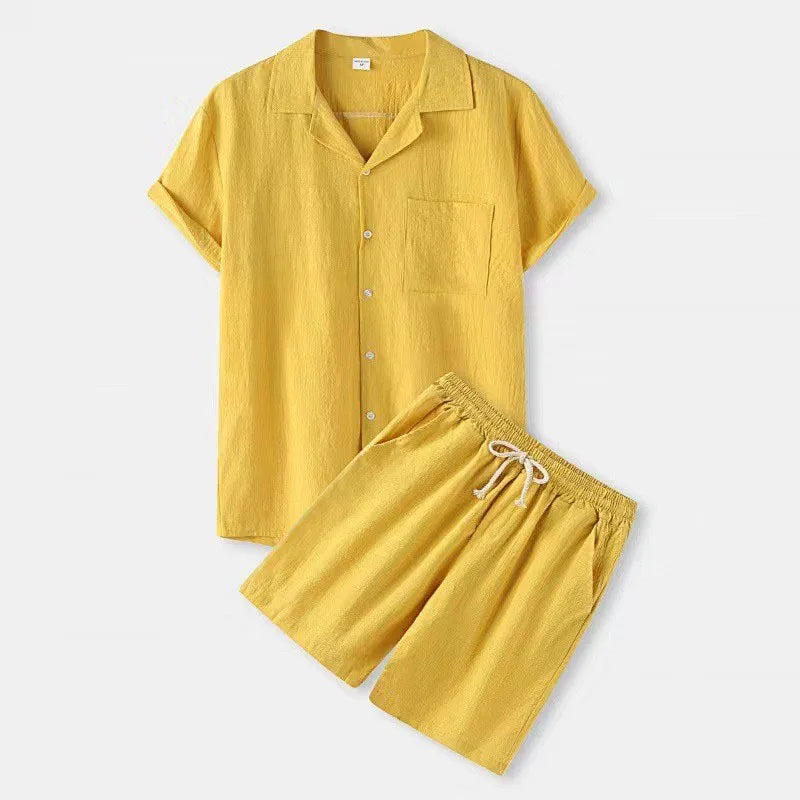 COTTON LINEN SHORT-SLEEVE SUMMER SET
