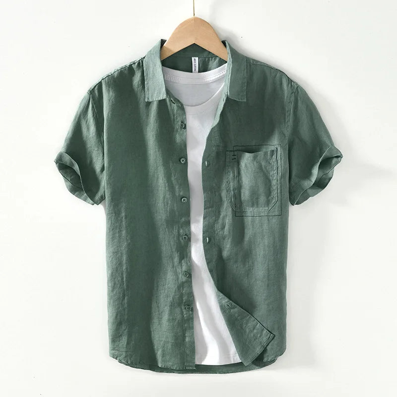 PURE LINEN SLIM CARGO SHIRT