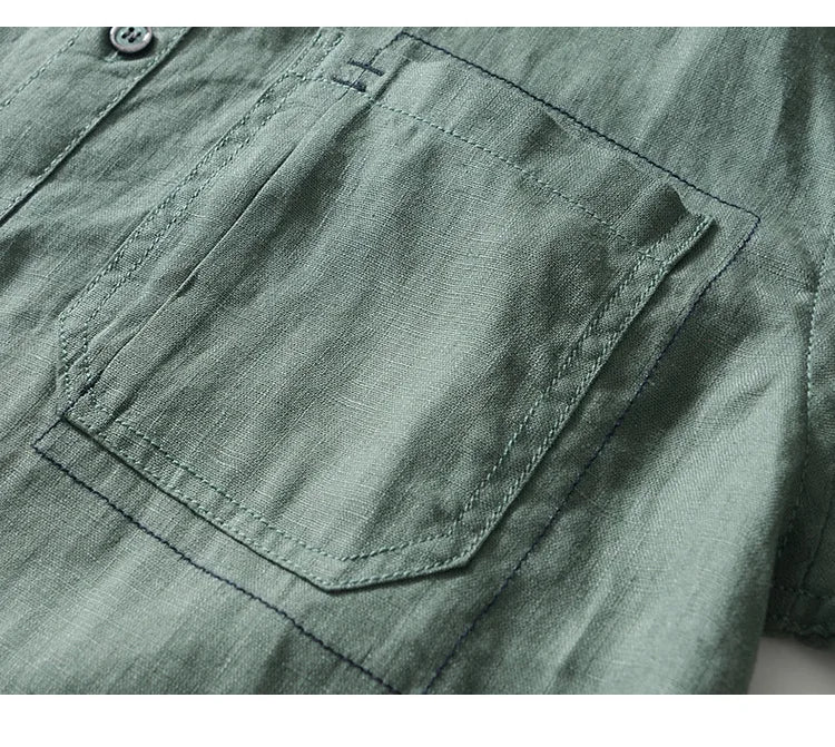 PURE LINEN SLIM CARGO SHIRT