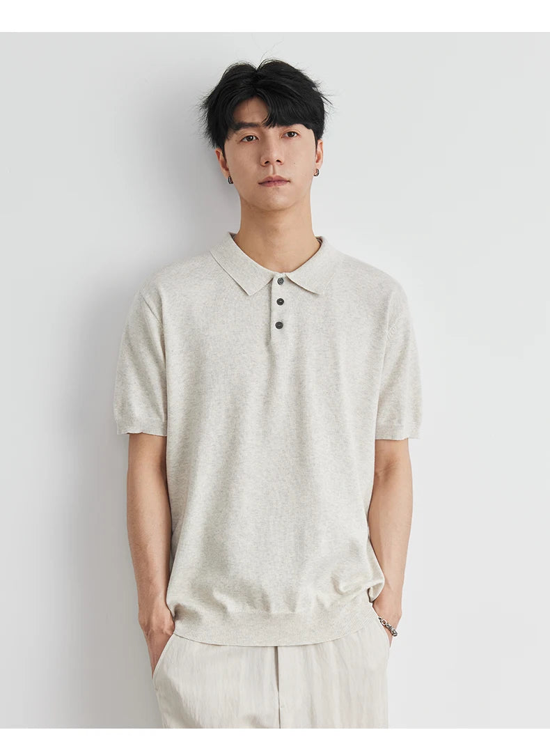 LOOSE FIT WOVEN LAPEL POLO SHIRT