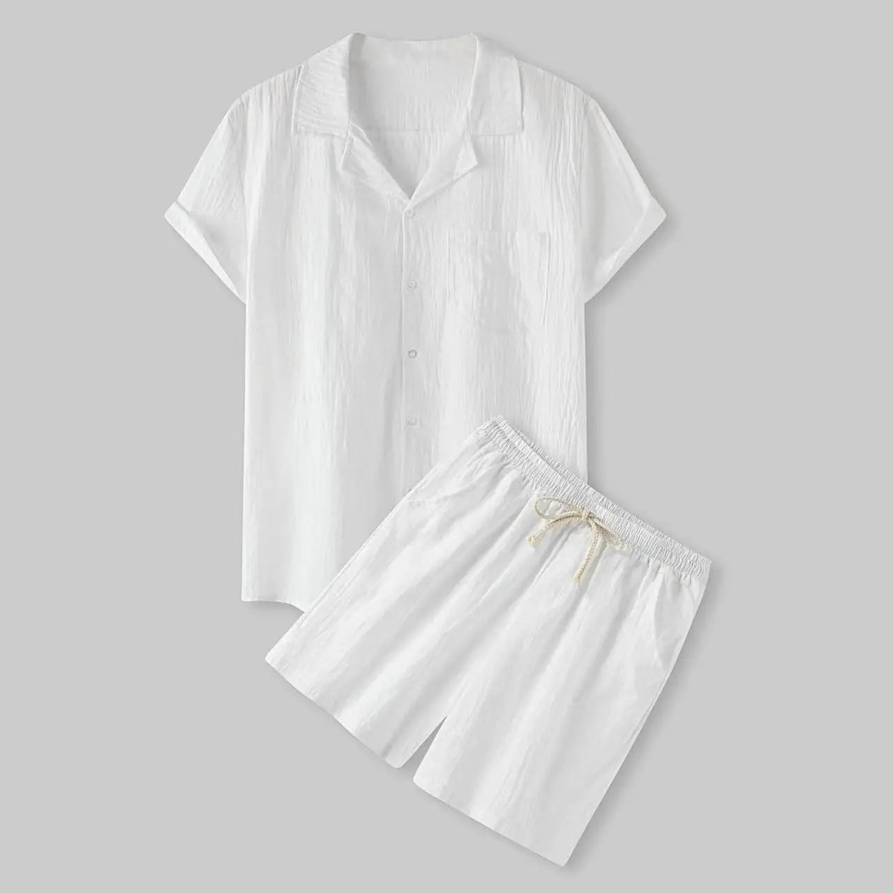 COTTON LINEN SHORT-SLEEVE SUMMER SET