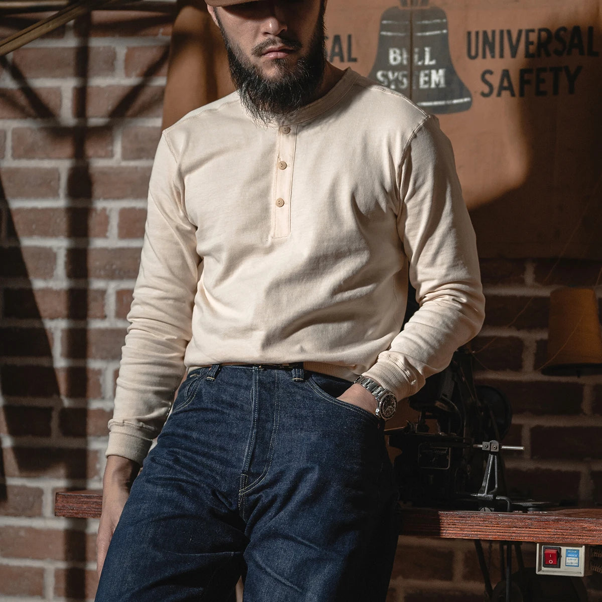 HEAVYWEIGHT LONG-SLEEVE HENLEY SHIRT