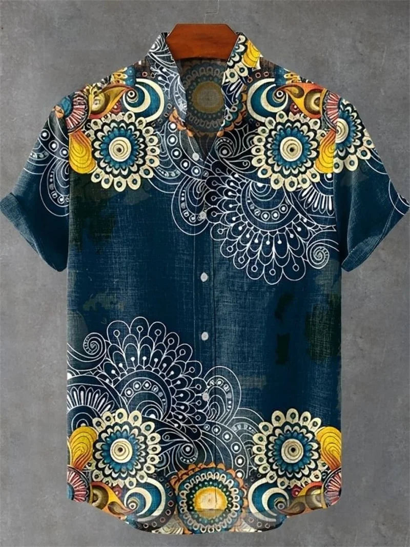 MARINE PRINT HAWAIIAN CASUAL SHIRT