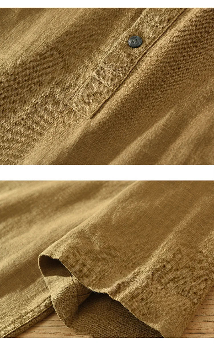 VINTAGE LINEN COTTON PULLOVER SHIRT
