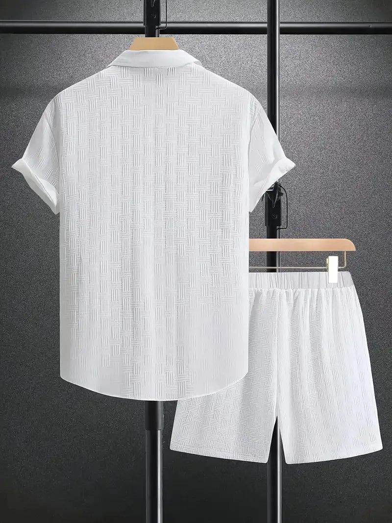 JACQUARD LAPEL TWO-PIECE SET