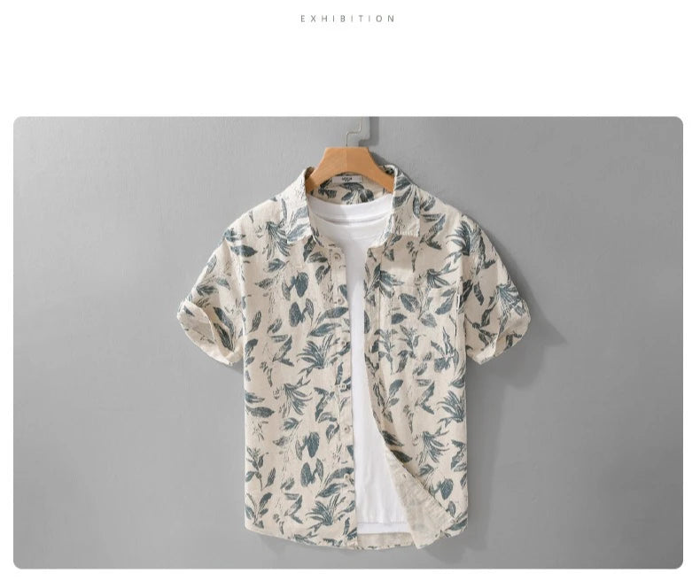 PRINTED LINEN COTTON SUMMER SHIRT