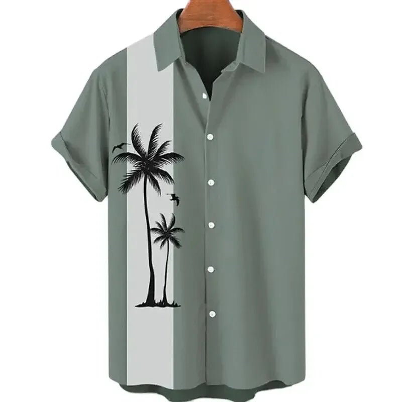 HAWAIIAN COCONUT TREE PRINT SHIRT