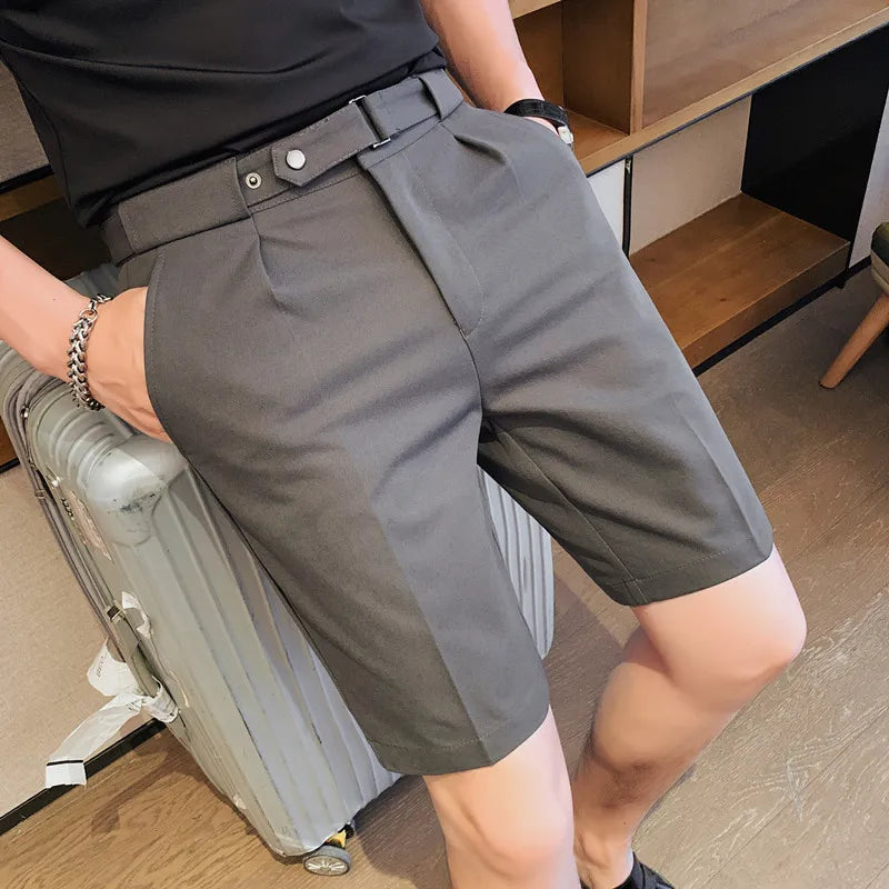 BRITISH STYLE SLIM FIT SUIT SHORTS