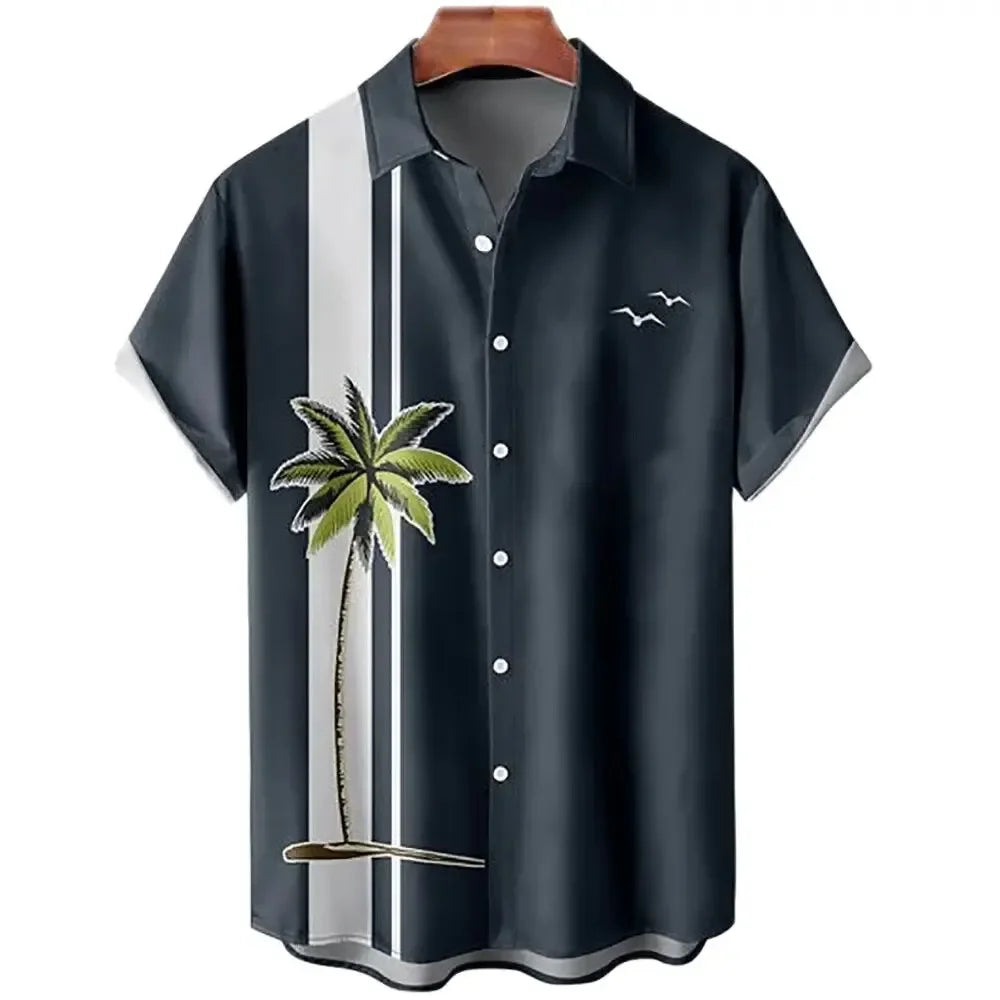 HAWAIIAN COCONUT TREE PRINT SHIRT