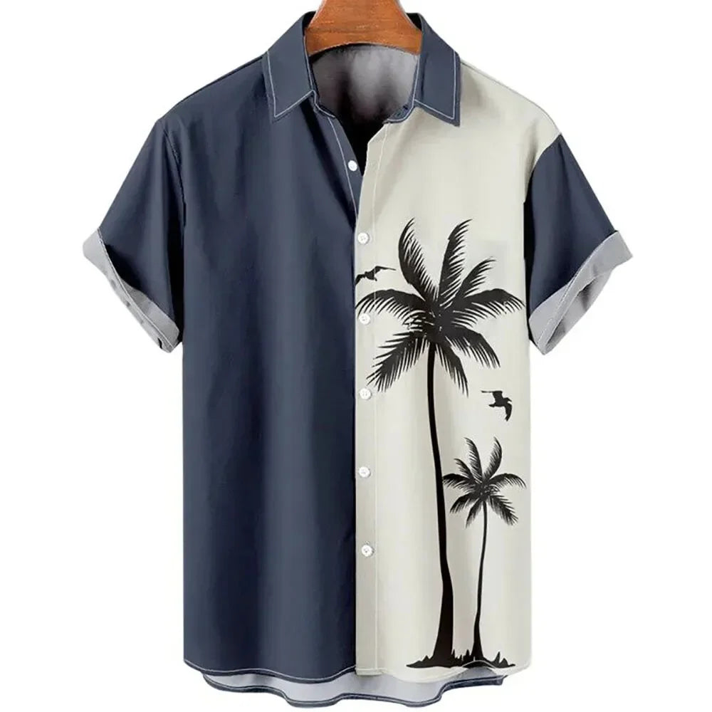 HAWAIIAN COCONUT TREE PRINT SHIRT