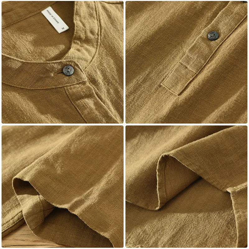 VINTAGE LINEN COTTON PULLOVER SHIRT