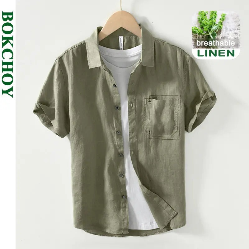 PURE LINEN SLIM CARGO SHIRT