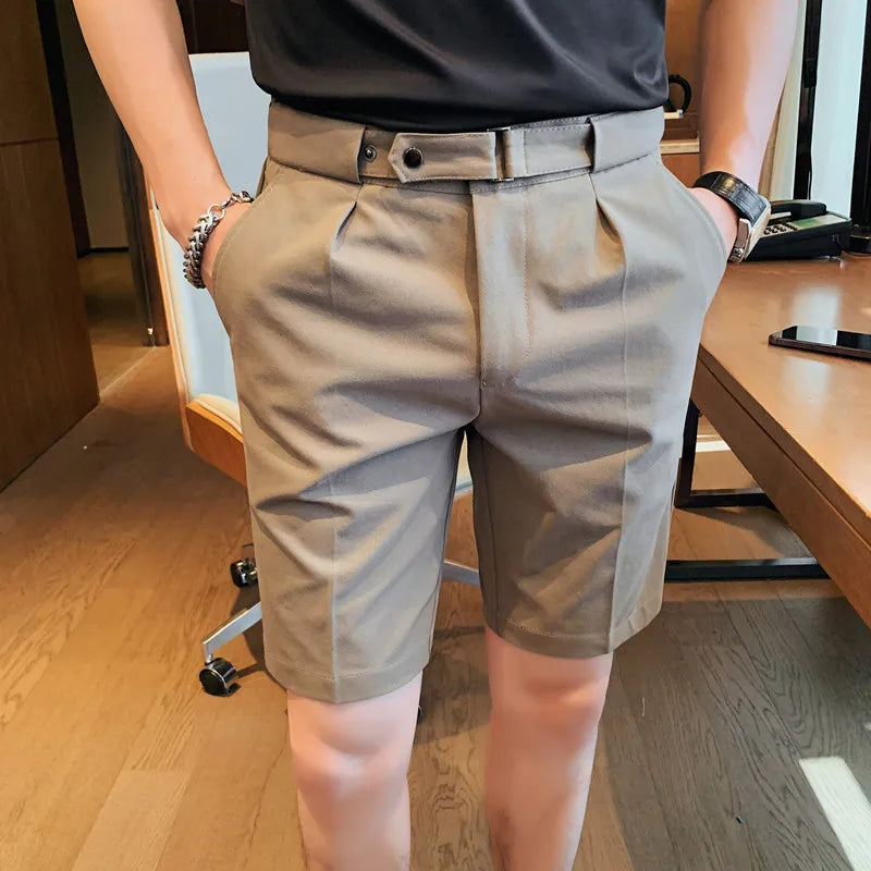 BRITISH STYLE SLIM FIT SUIT SHORTS