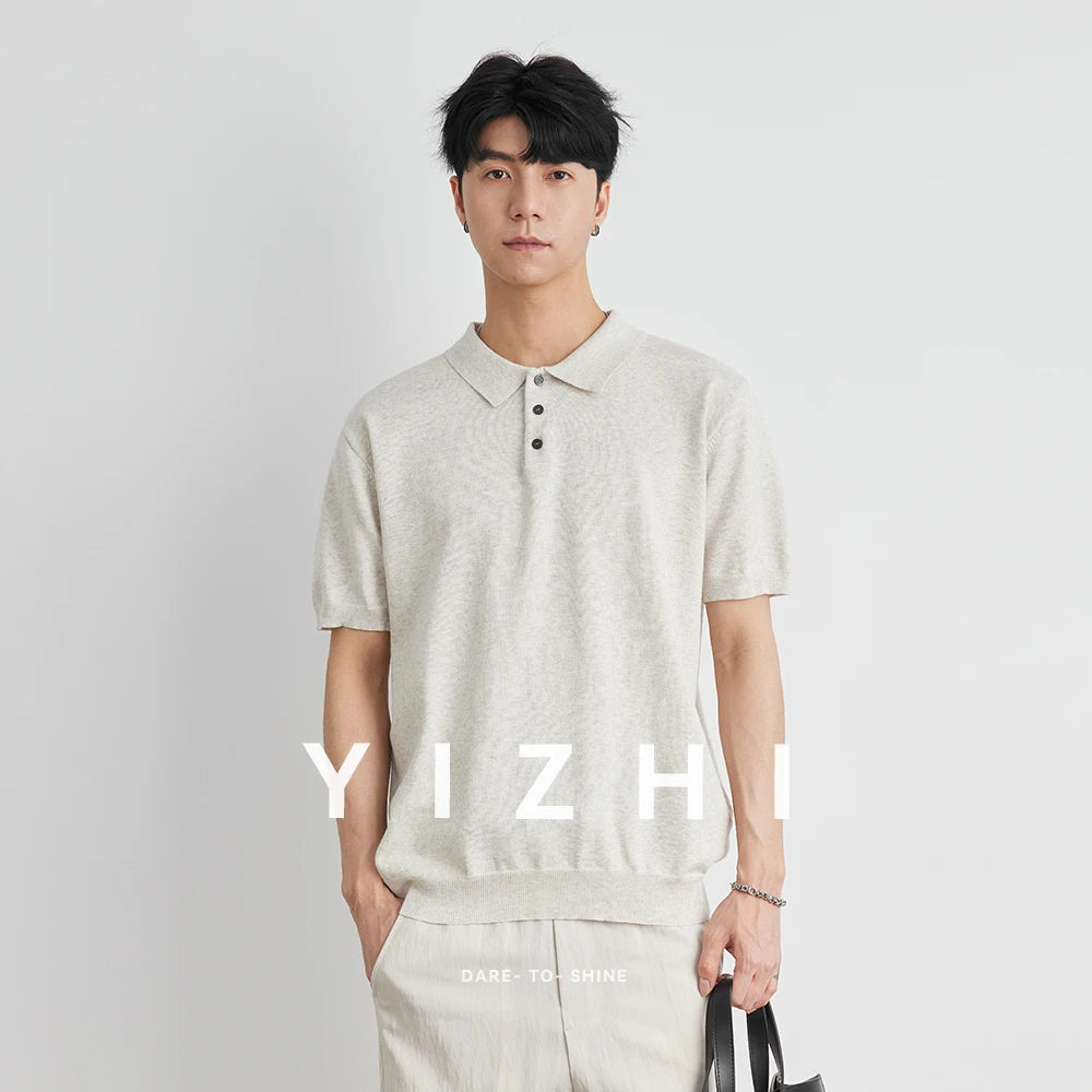 LOOSE FIT WOVEN LAPEL POLO SHIRT