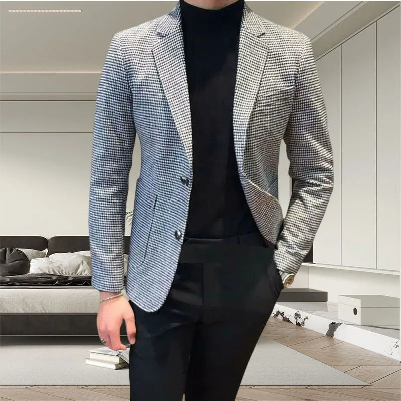 SLIM FIT HOUNDSTOOTH BLAZER