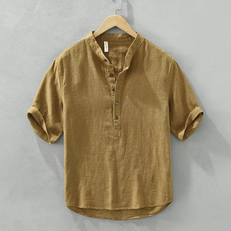 VINTAGE LINEN COTTON PULLOVER SHIRT