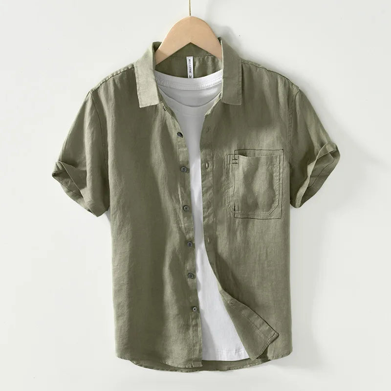 PURE LINEN SLIM CARGO SHIRT