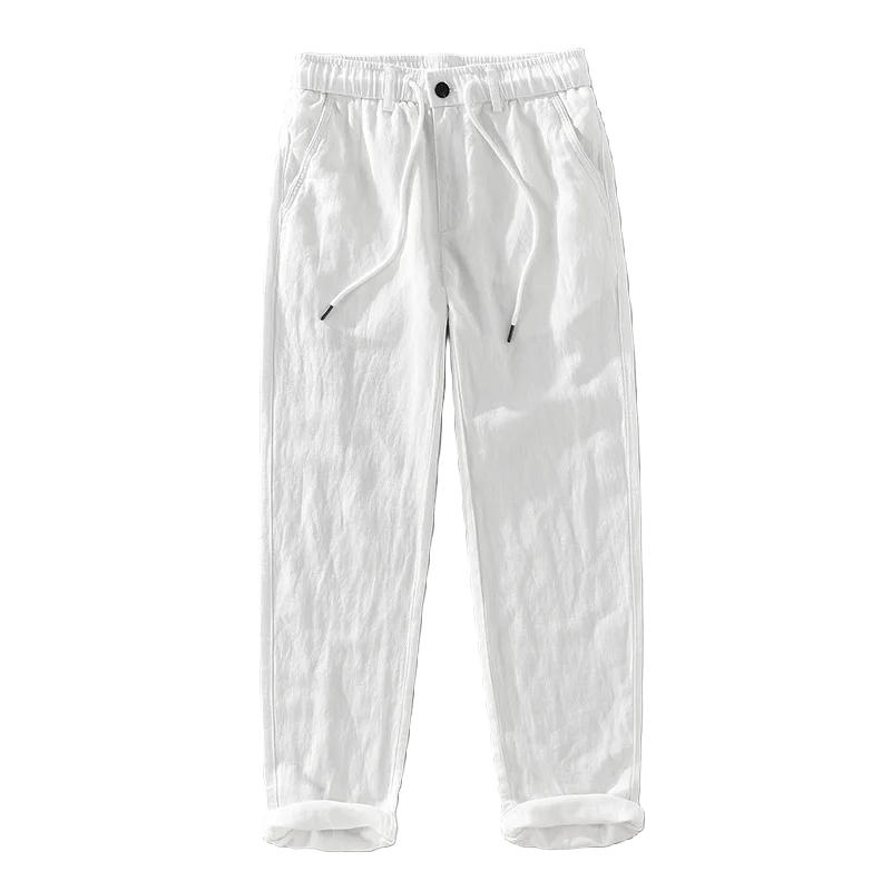 VINTAGE LINEN DRAWSTRING STRAIGHT PANTS