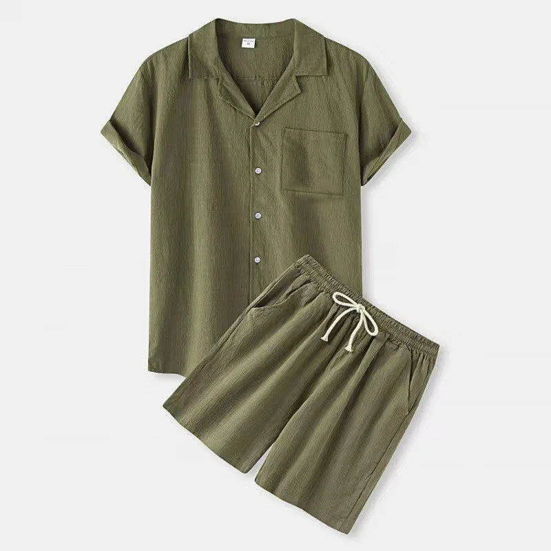 COTTON LINEN SHORT-SLEEVE SUMMER SET