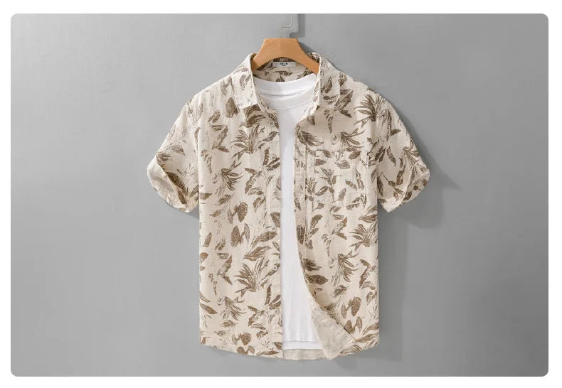 PRINTED LINEN COTTON SUMMER SHIRT