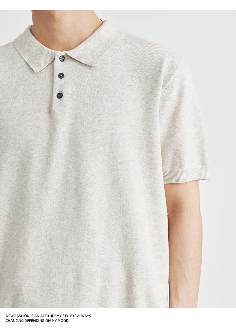 LOOSE FIT WOVEN LAPEL POLO SHIRT