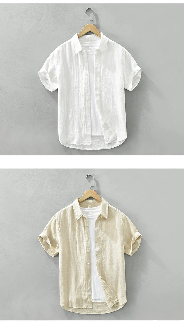 VINTAGE LINEN COTTON CASUAL SHIRT