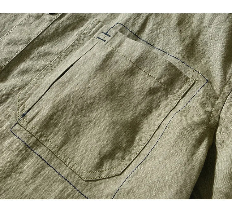 PURE LINEN SLIM CARGO SHIRT