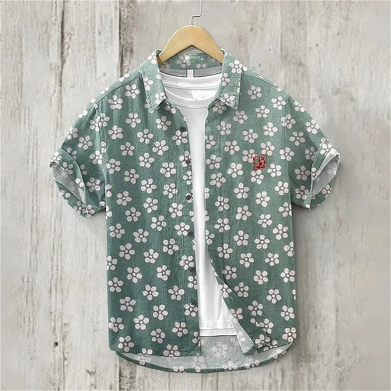 3D FLORAL HAWAIIAN SHORT-SLEEVE SHIRT