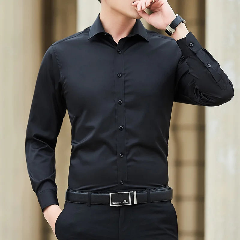 PLUS SIZE SOLID BUSINESS SHIRT