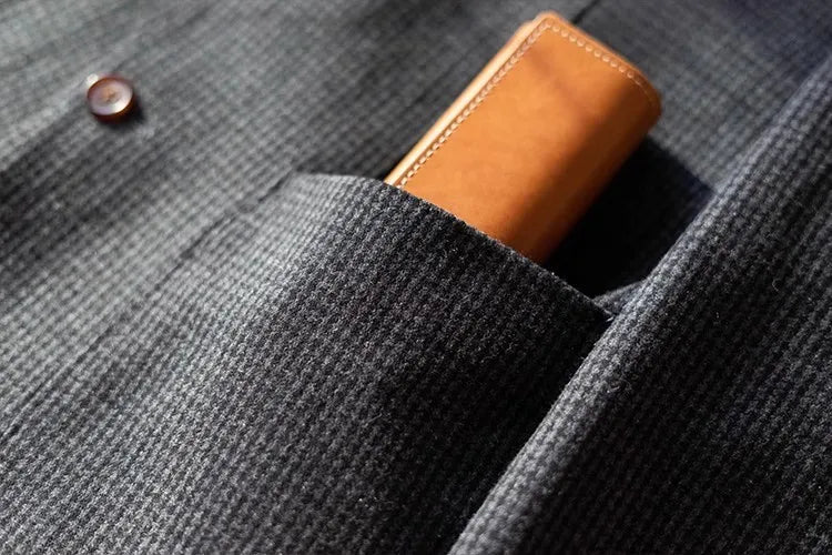 RETRO HOUNDSTOOTH WOOL SUIT JACKET