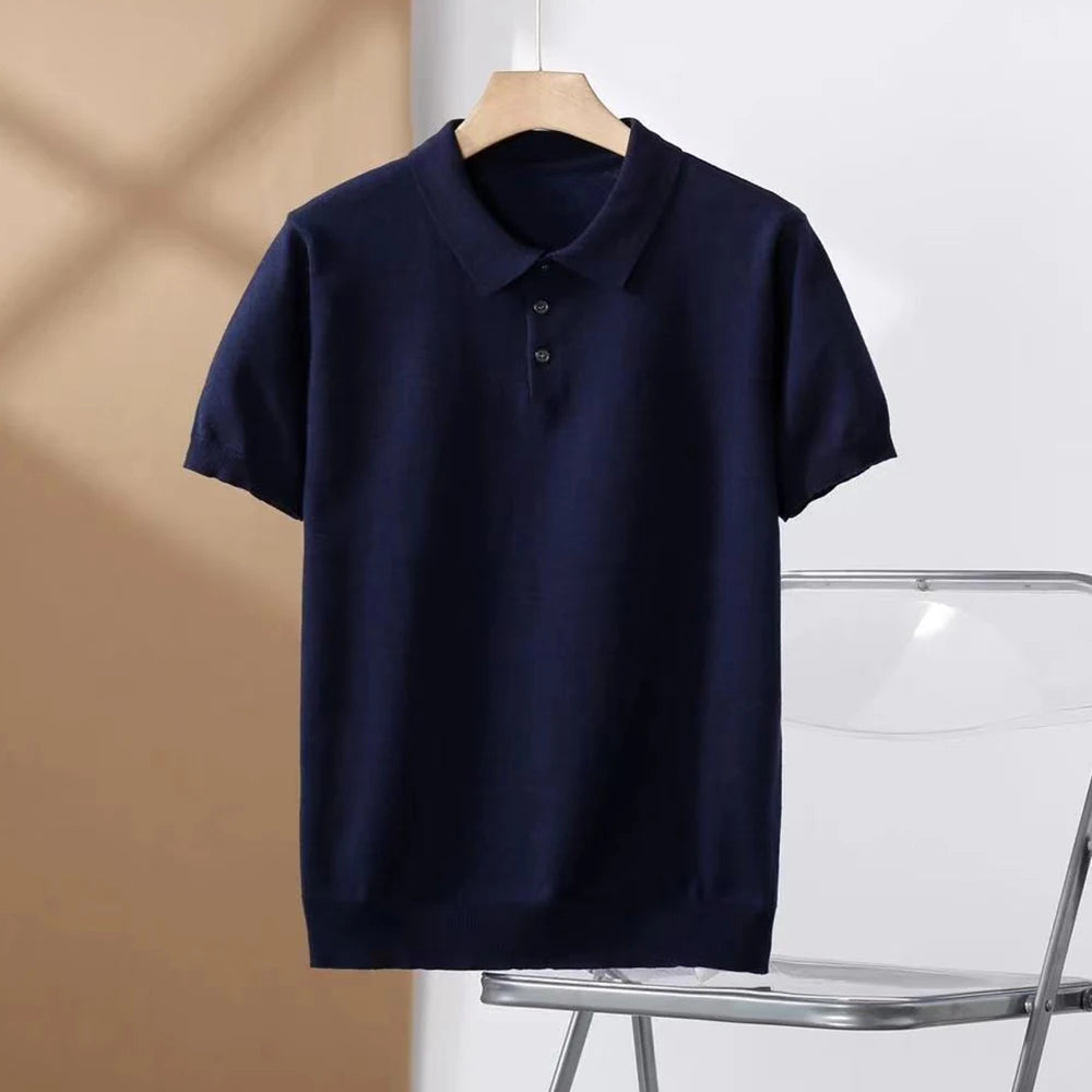 LOOSE FIT WOVEN LAPEL POLO SHIRT