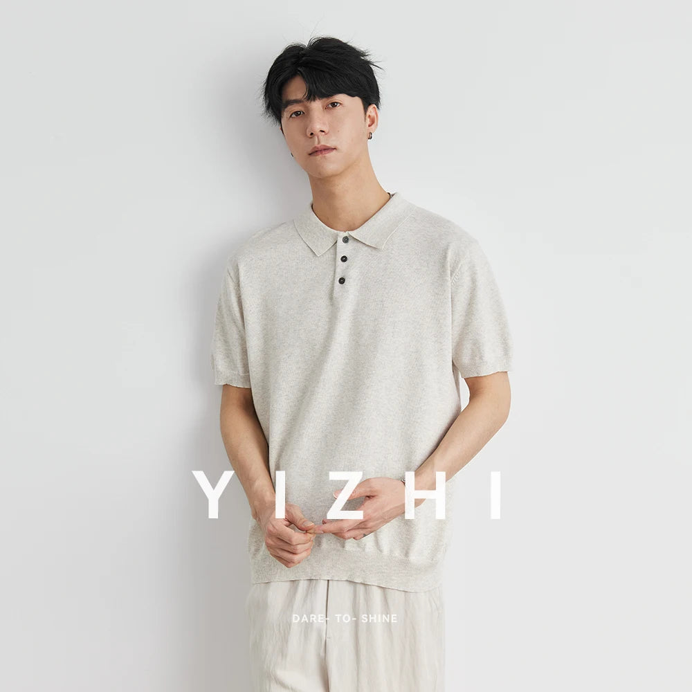 LOOSE FIT WOVEN LAPEL POLO SHIRT