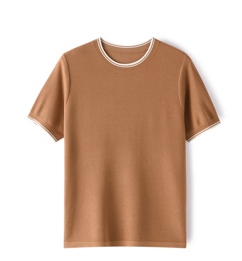 MULBERRY SILK CONTRAST KNIT TEE