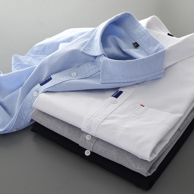 100% COTTON OXFORD SHORT-SLEEVE SHIRT