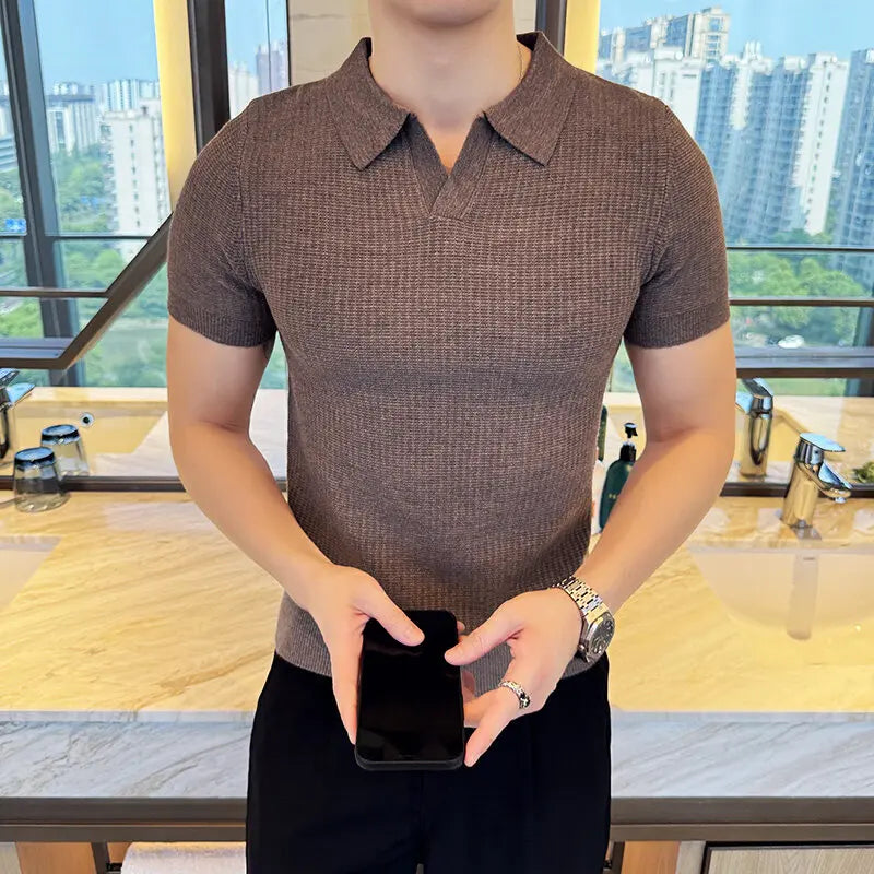SLIM FIT JACQUARD POLO SWEATER