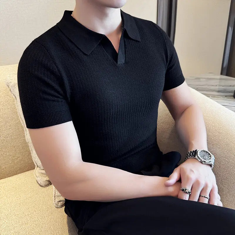 SLIM FIT JACQUARD POLO SWEATER