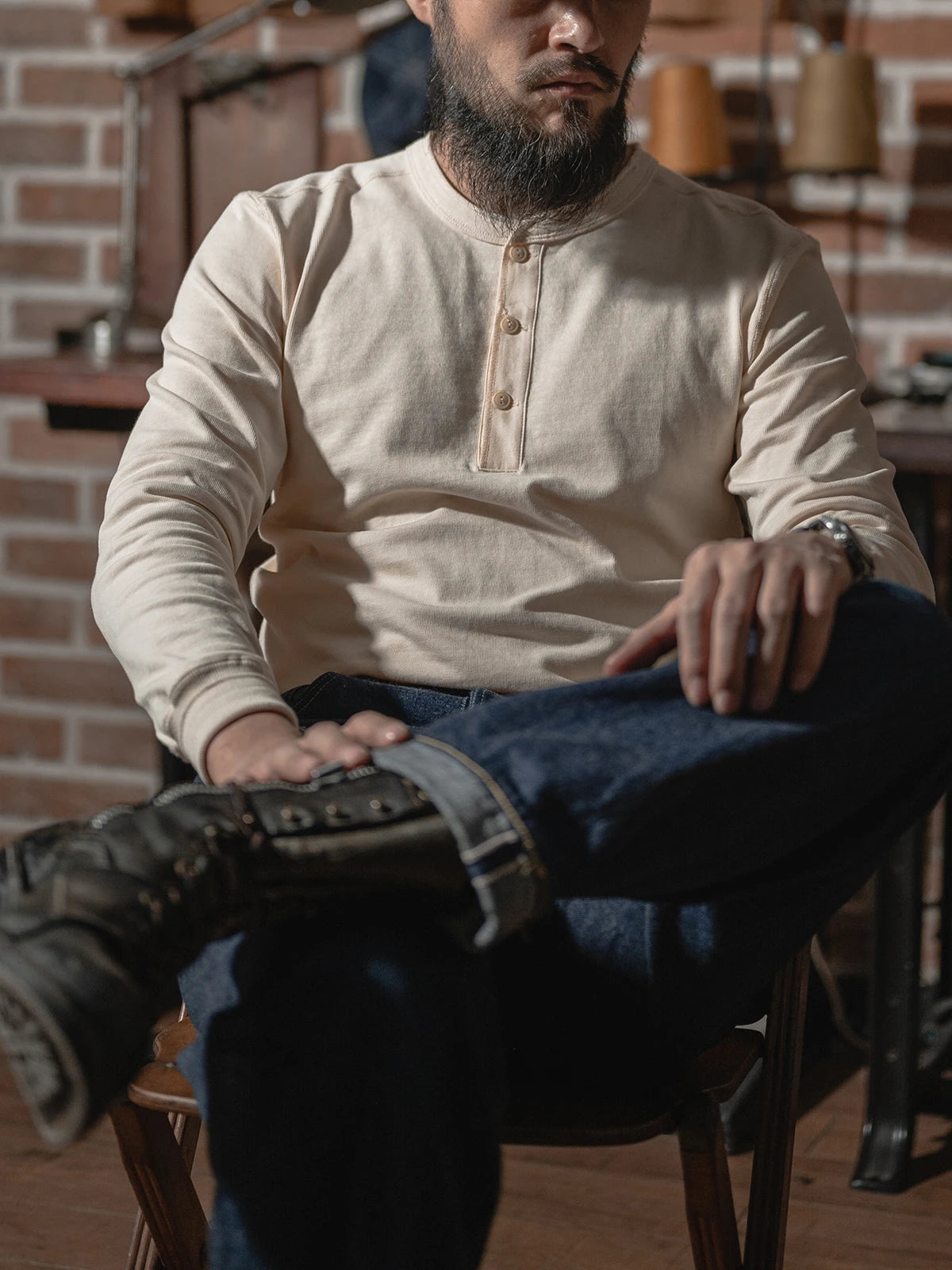 HEAVYWEIGHT LONG-SLEEVE HENLEY SHIRT