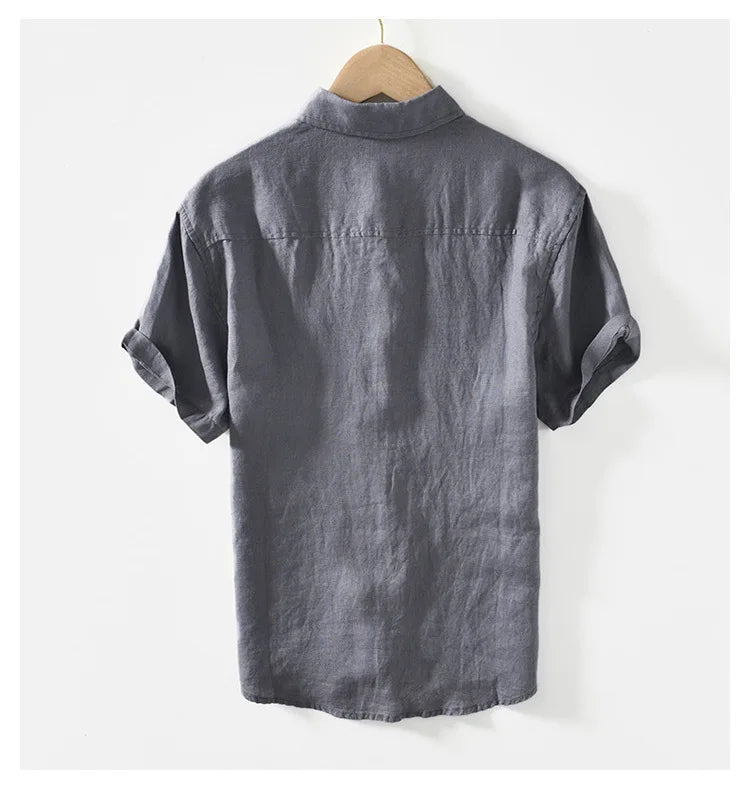 PURE LINEN SLIM CARGO SHIRT