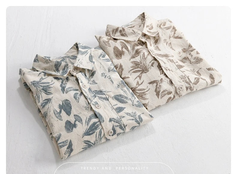 PRINTED LINEN COTTON SUMMER SHIRT