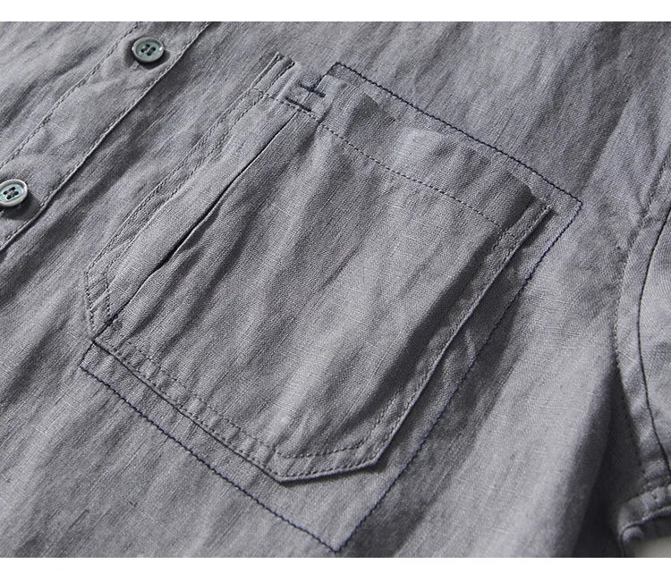 PURE LINEN SLIM CARGO SHIRT